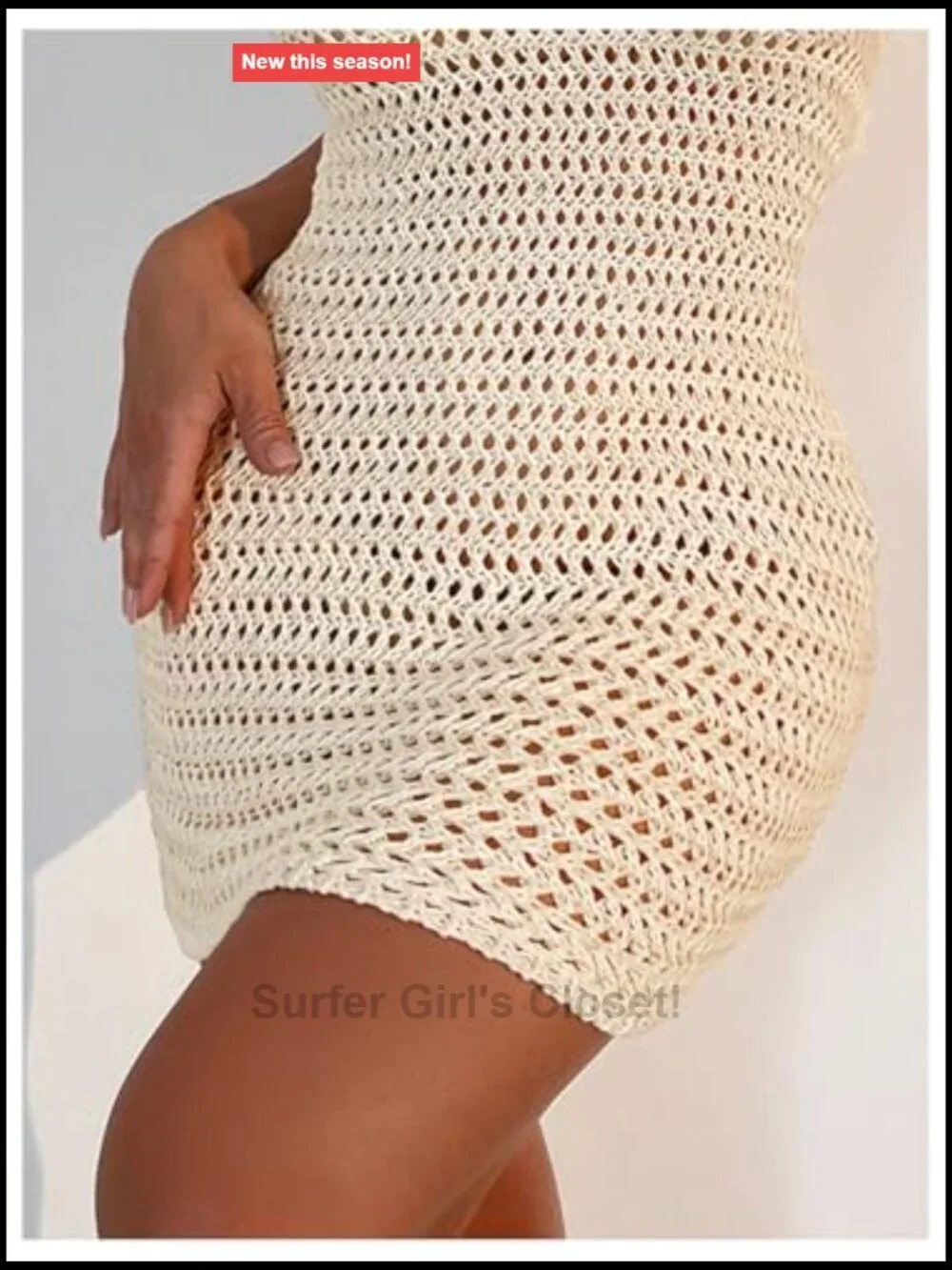 Crochet Knit Swim Coverup Tie Backless Halter Beach Dress